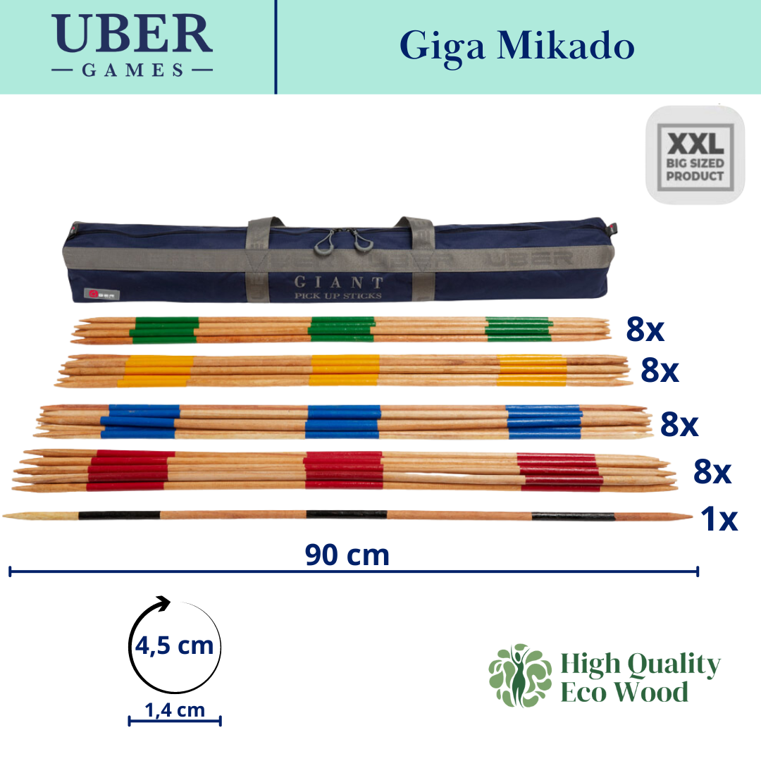 Mega Mikado Spiel - 90 cm - in Luxus Tasche - Made in Indien
