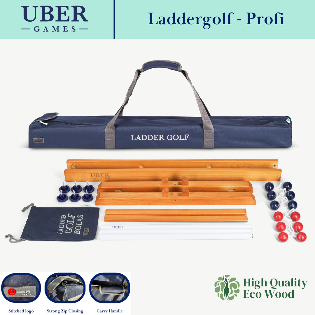 Profi Hard Golf Leitergolf Spiel - Blau / Rot - 100% Profi - Stark und Stabil - in luxus Tasche