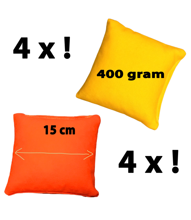 Dr Sport - Set of 4 x Gelbe Cornhole Bean Bags - 15x15 cm. - 400 g - Wasserfest - Offiziell
