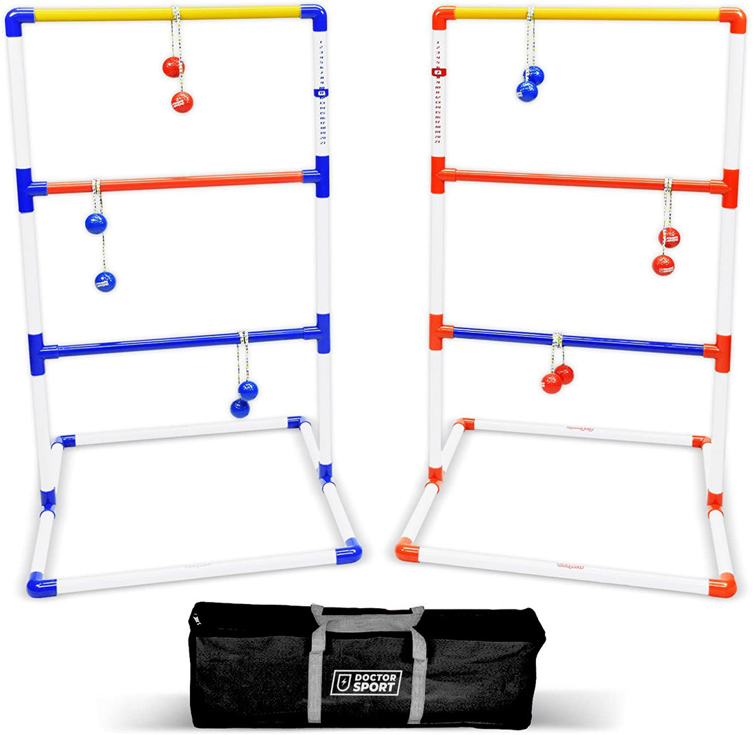 Doppel Leitergolf - Spiel Set Blau-Rot echte GolfBolas  in der Tasche