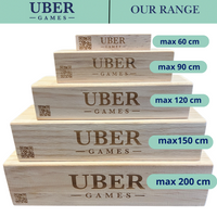 Stapelturmspiel – Taktisches Spiel – XL Mega - 35 kg - Bis zu 200 cm hoch – Eco-Holz-Top-Qualität – Entworfen in England – In stabiler Tragetasche
