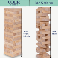 Stapelturmspiel – Taktisches Spiel – Midi - 5 kg - Bis zu 80 cm hoch – Eco-Holz-Top-Qualität – Entworfen in England – In stabiler Tragetasche