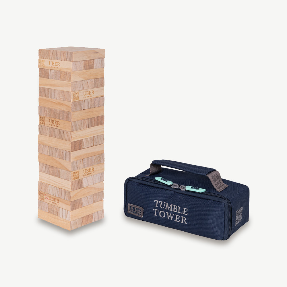 Stapelturm Spiel – Taktisches Spiel – Tisch - 1 kg bis zu 55+ cm hoch – Eco-Holz-Top-Qualität – Entworfen in England – In stabiler Tragetasche