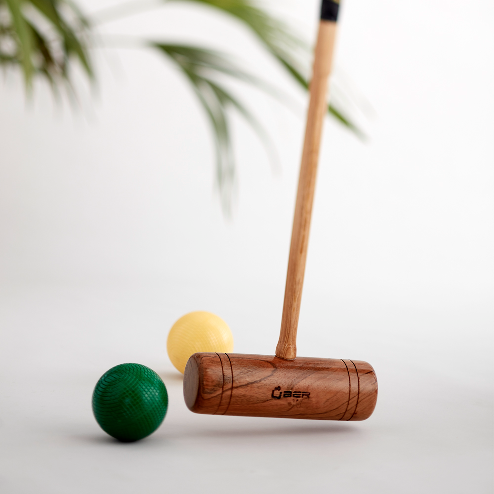 Garten Croquet Set - 4 Spieler - Hartholz- Krocket-Spiel - Crockett Made in Indien ECO holz