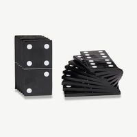 Großes Dominospiel aus Eco India Holz - Schwarz - in Luxus Canvas Tasche - 18x9 cm Steine