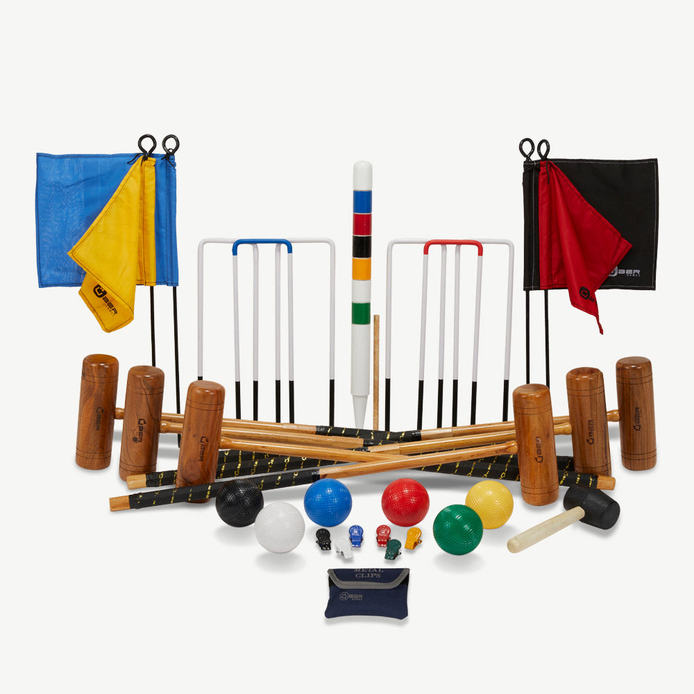 Profi Croquet Set - 6 Spieler - Indien Hartholz - Design in England - Komplett