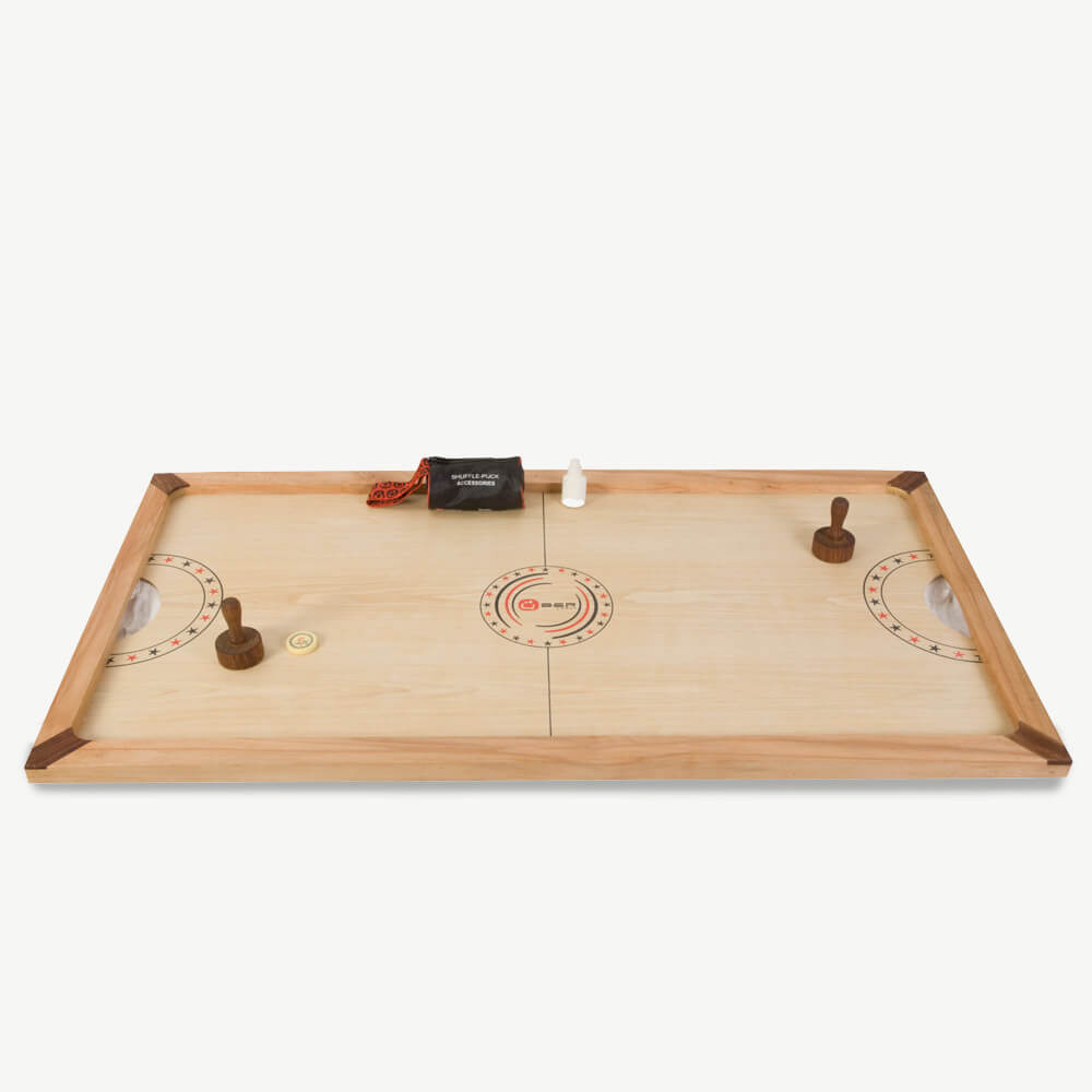 Indoor Tisch Hockey - Shuffle Puck - 130x70 cm - Komplett mit Pulver und Striker - Eco Holz India