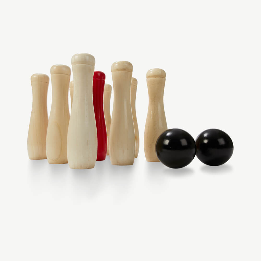 Wooden Skittles - Indien Bowling - Kegeln - in Canvas Tasche