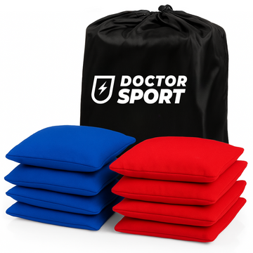 DOCTOR Sport Cornhole Bean Bags 8er Set (4+4) – 15x15 cm – 400 g – All-Weather – Tasche
