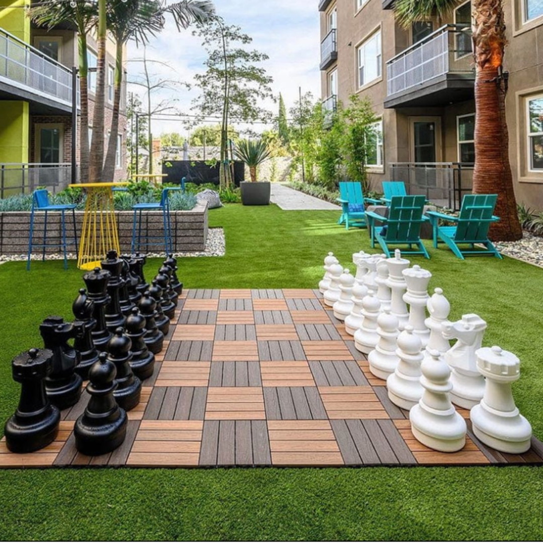 XXXL Großschach-Set - Gartenschach bis 64 cm - 2-teilig - UV-geschützt - Schachspiel XXL