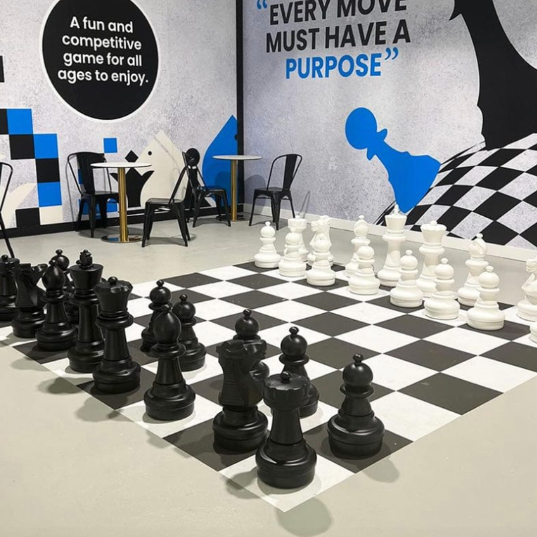 XXXL Großschach-Set - Gartenschach bis 64 cm - 2-teilig - UV-geschützt - Schachspiel XXL