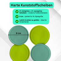 Wand-4-Gewinnt Spiel – Holz – 86x78 cm – Grün/Gelb – 9 cm Scheiben – inkl. Befestigungsmaterial