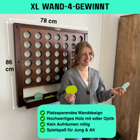 Wand-4-Gewinnt Spiel – Holz – 86x78 cm – Grün/Gelb – 9 cm Scheiben – inkl. Befestigungsmaterial