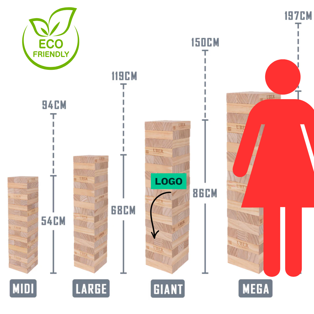 Riesen Jenga Stapelturm – FSC-Pinienholz, 5 Größen bis 200 cm