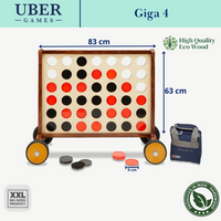Giga 4 Gewinnt - ECO Eschenholz - 83x63cm - Hartholz Indien - Komplett mit 42 Scheibe