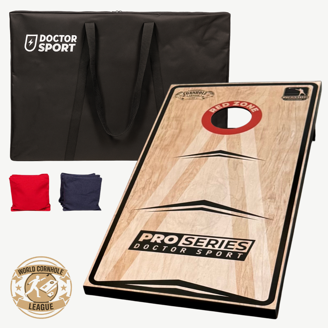 Profi Cornhole Pro Series - 120 x 60cm Set mit 8 Bean Bags und Tragetasche - Red Zone - Superspiel