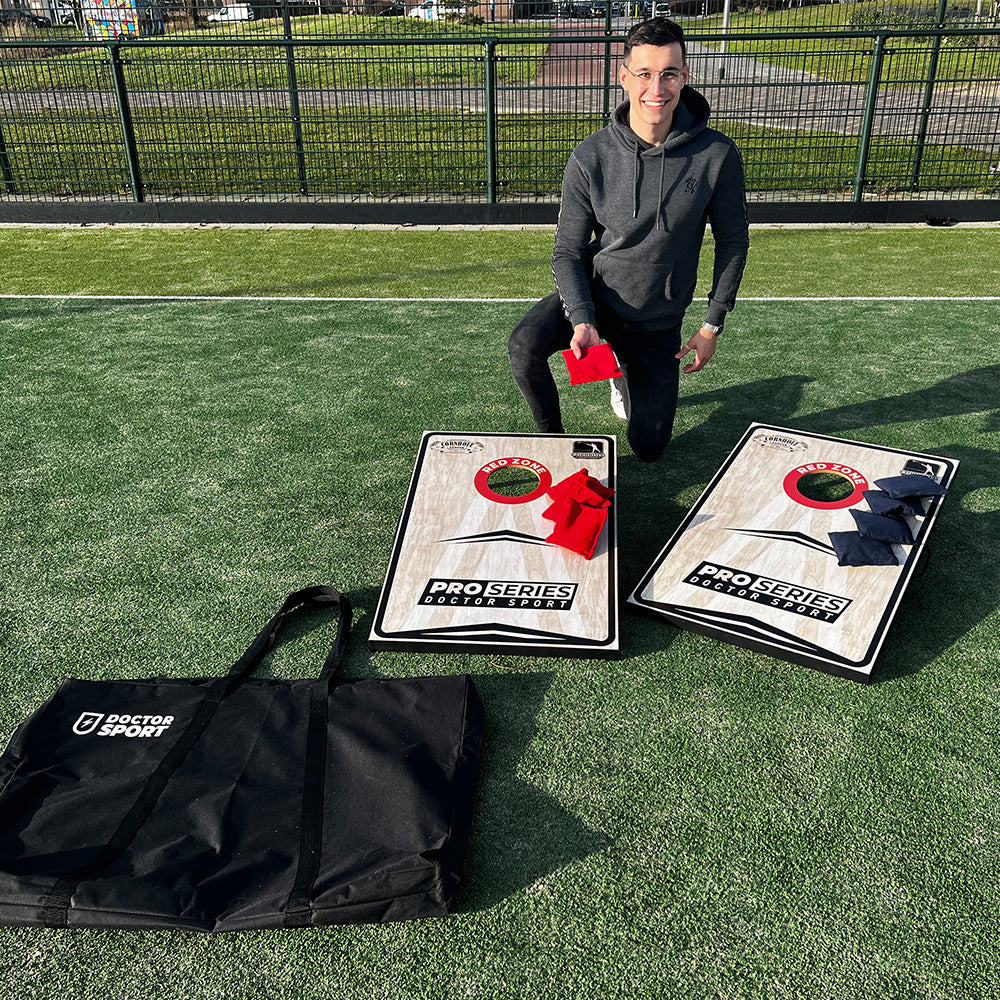 Dr Sport - Cornhole Pro Series - Double Board 90 x 60 cm Set mit 8 Bean Bags und Tragetasche