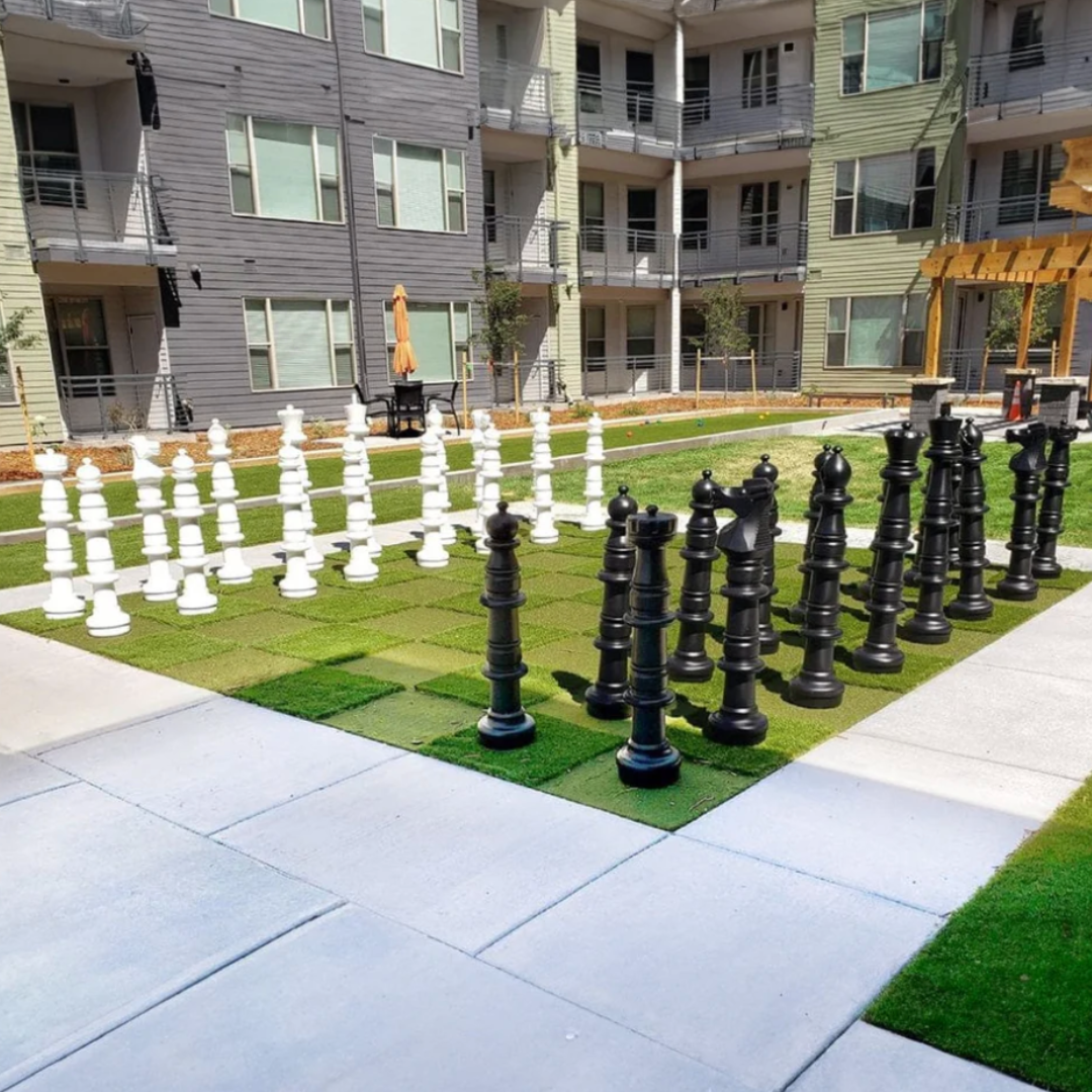 XXXL Großschach-Set - Gartenschach bis 94 cm - 3-teilig - UV-geschützt - Schachspiel XXL