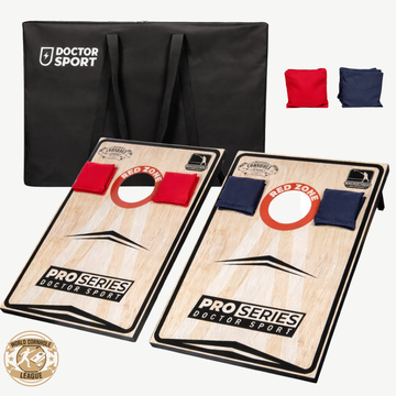 Dr Sport - Cornhole Pro Series - Double Board 90 x 60 cm Set mit 8 Bean Bags und Tragetasche