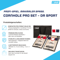 Dr Sport - Cornhole Pro Series - Double Board 90 x 60 cm Set mit 8 Bean Bags und Tragetasche