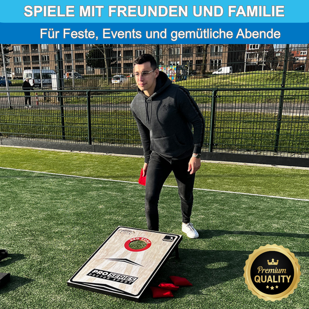 Dr Sport - Cornhole Pro Series - Double Board 90 x 60 cm Set mit 8 Bean Bags und Tragetasche