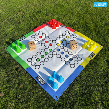 Ludo - Mensch Spiel XXL - 4 Spielern - Spielfeld von 100x100 cm bis 500x500 cm - Mit Würfeln und Spielfiguren!