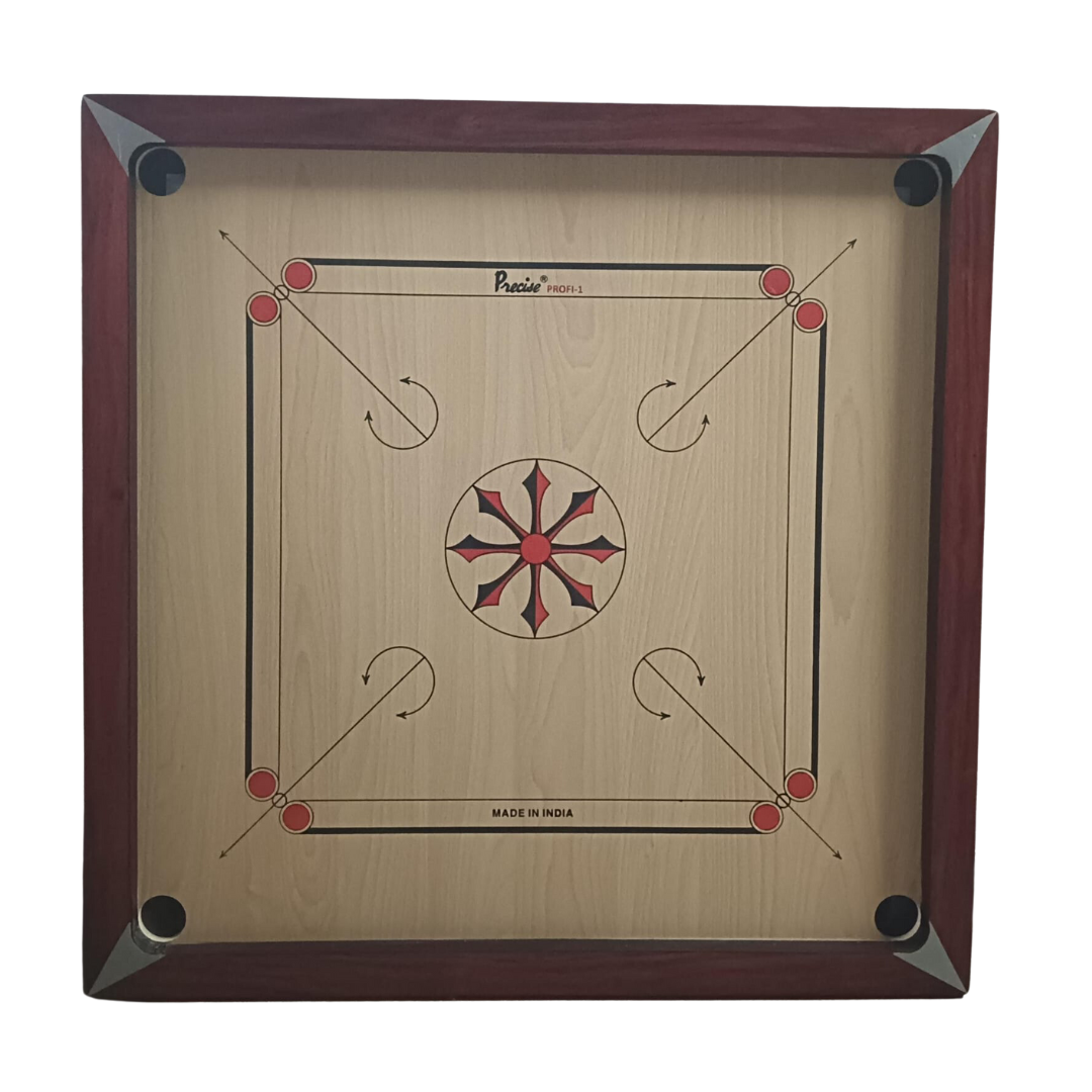 Precise Prof-1 - 9 mm Carrom Board - inklusive Striker und Steinen und schönem Tragekoffer