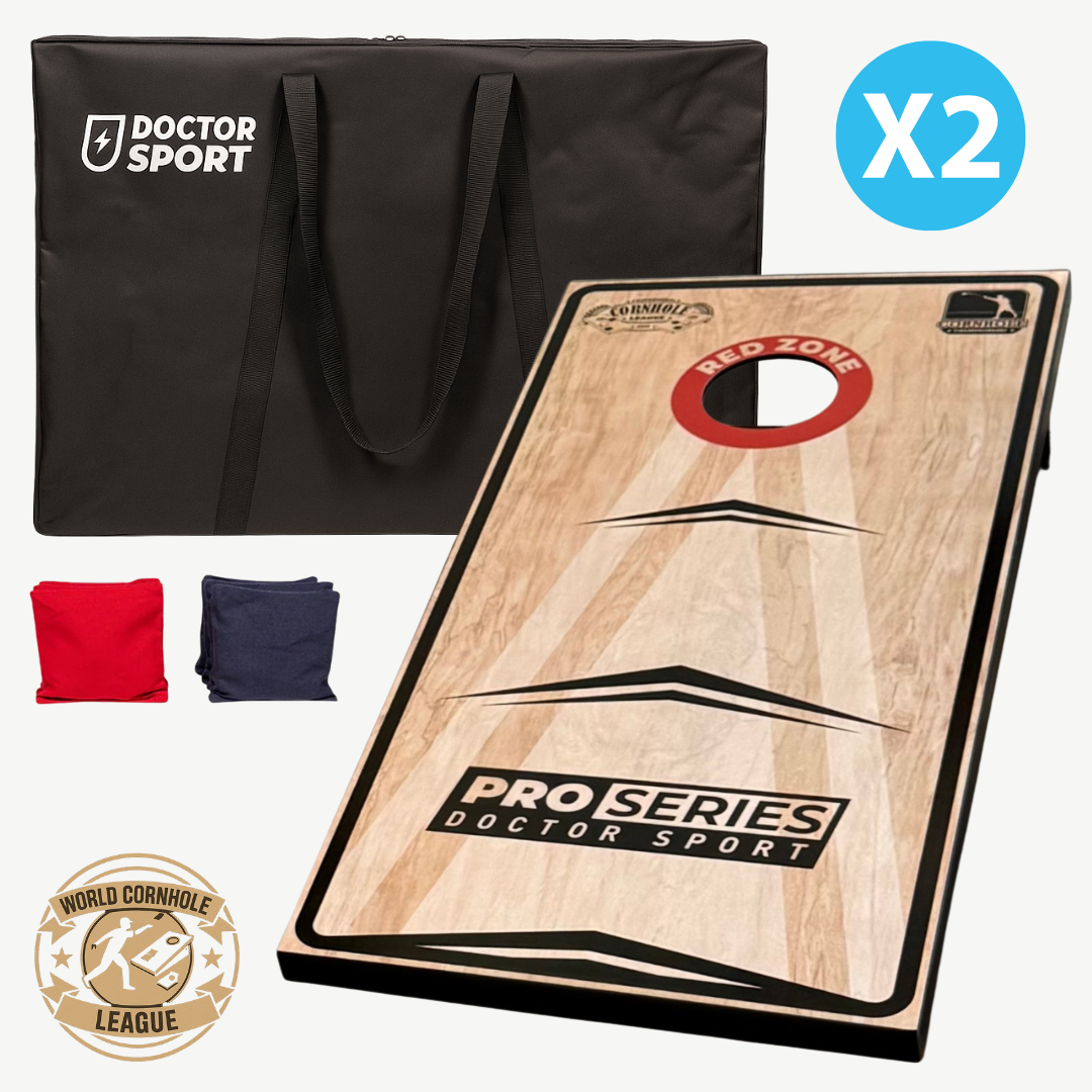 Profi Cornhole Pro Series - 120 x 60cm Set mit 8 Bean Bags und Tragetasche - Red Zone - Superspiel