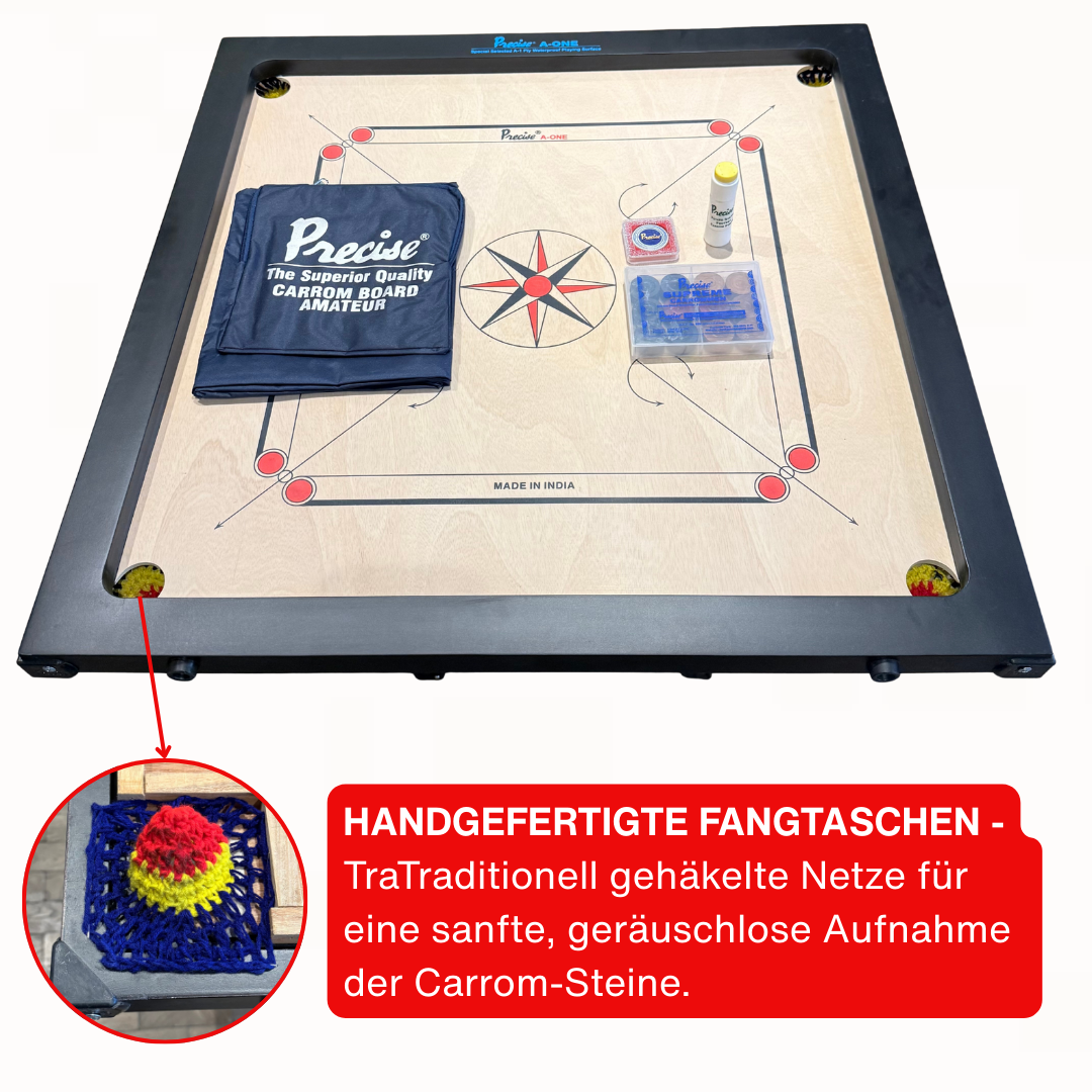 Precise Carrom - ama-8 mm - 12 kg.  Turnier Brett - Indien - Komplett - Turnier