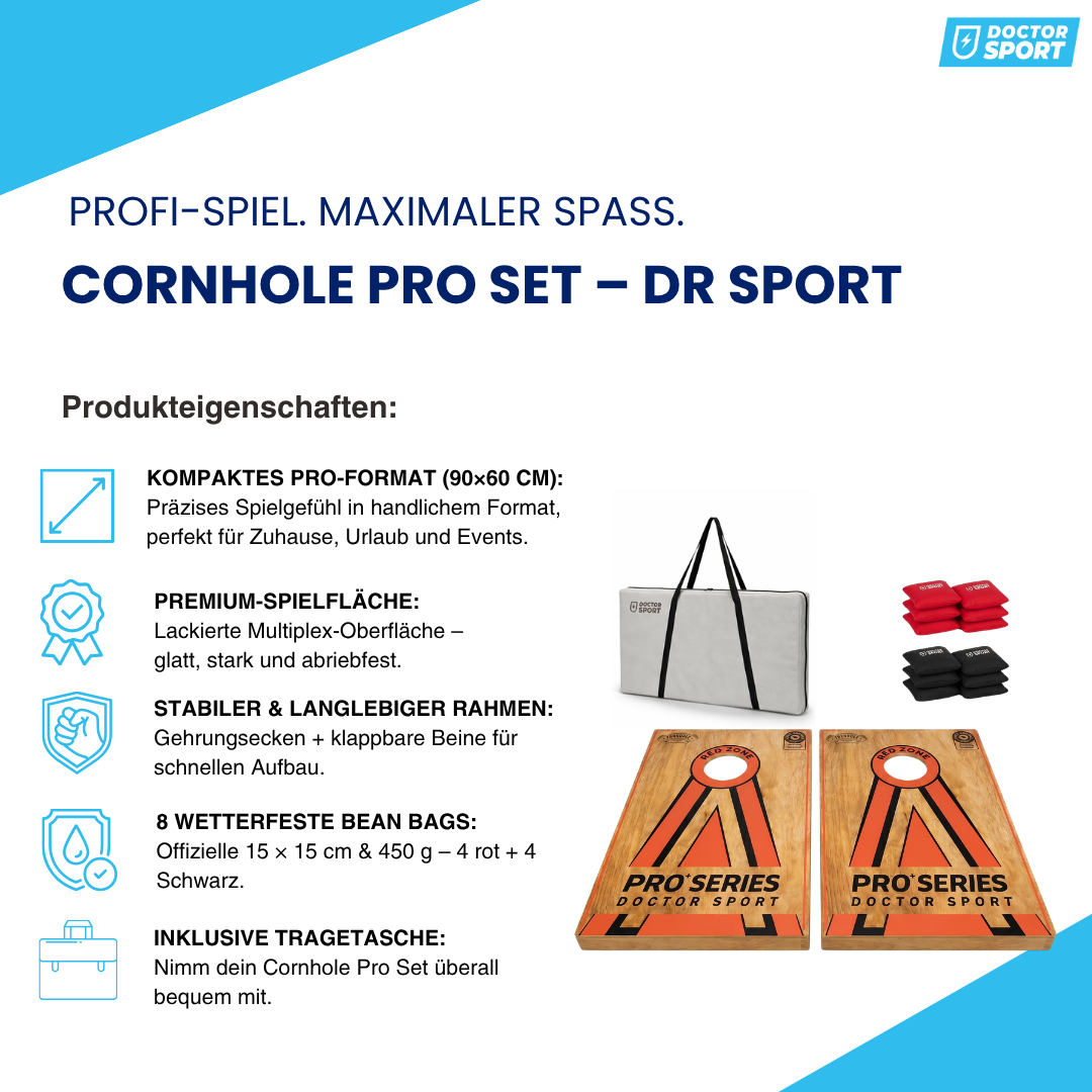 Dr Sport Cornhole Pro+ Double Board Set – 90x60 cm – 100% Holz – 14 kg