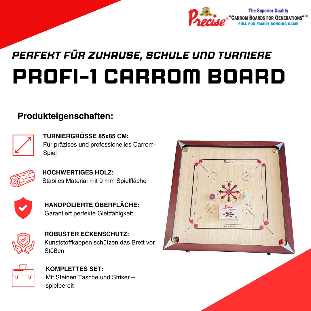 Precise Carrom - Original 6 kg.- 9mm Profi - Nr.1 Carrom Manufacturer