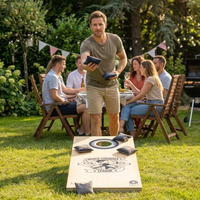 World Cornhole League – 120 x 60 cm großes Doppelbrett-Set - 100% Holz - 16 super Bean Bags - Profi