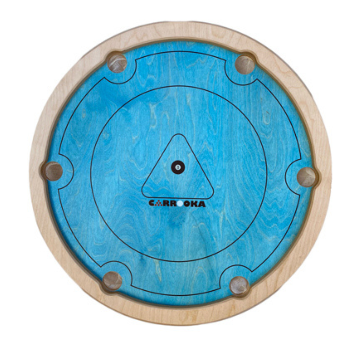 Draufsicht auf das leere Carrooka Pool 8 Blue Drehbrett mit sechs Taschen und blauer Spielfläche