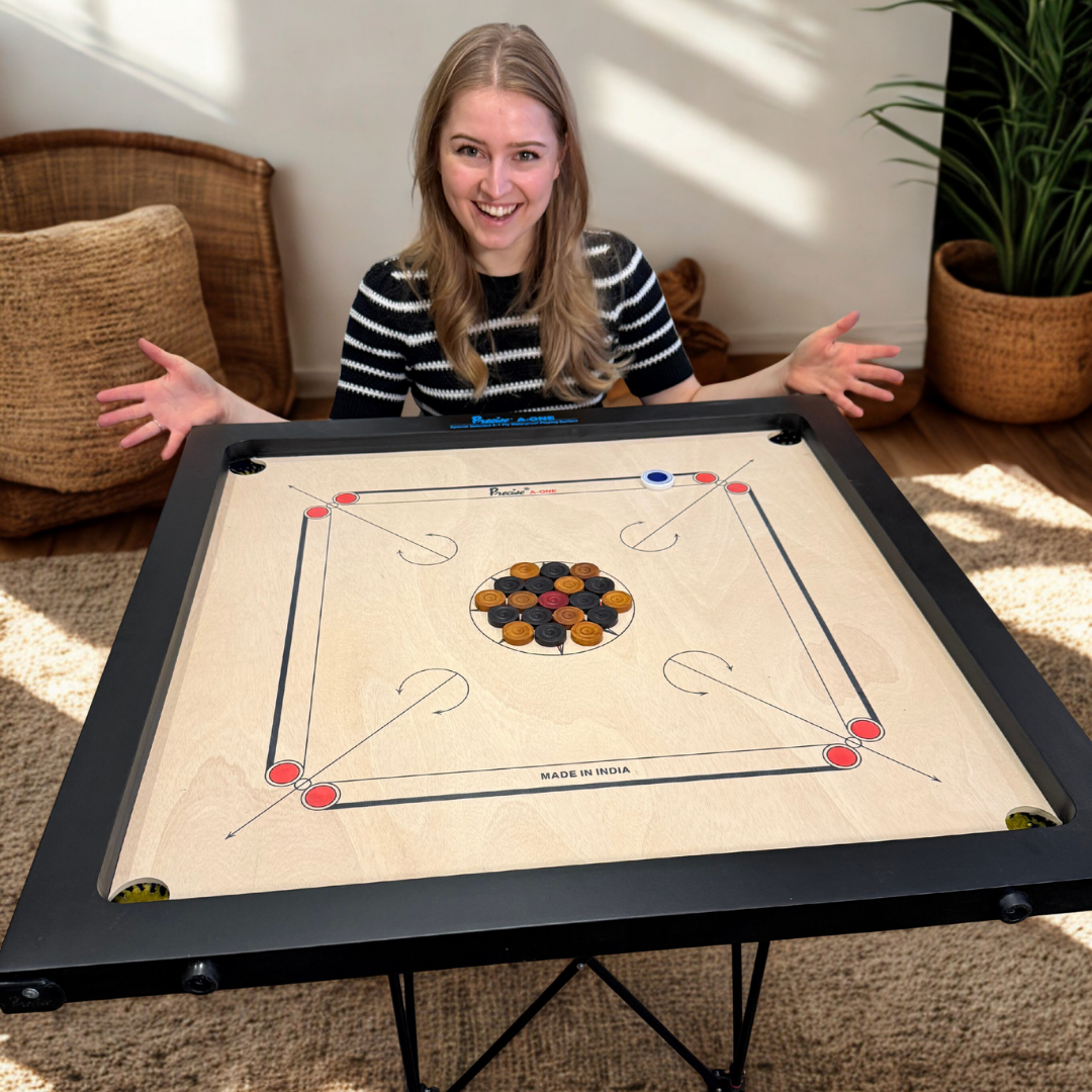 Precise Carrom - ama-8 mm - 12 kg.  Turnier Brett - Indien - Komplett - Turnier