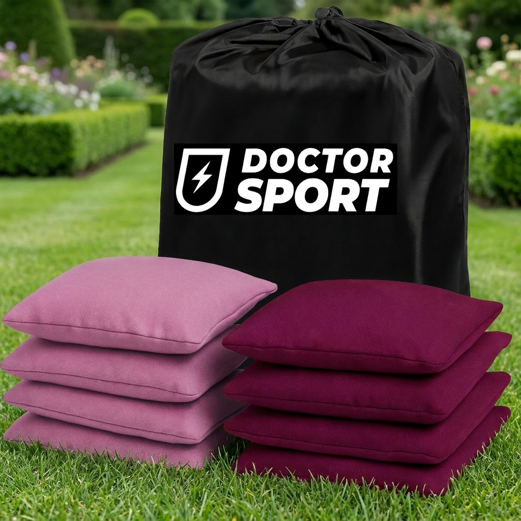 DOCTOR Sport Cornhole Bean Bags 8er Set (4+4) – 15x15 cm – 400 g – All-Weather – Tasche
