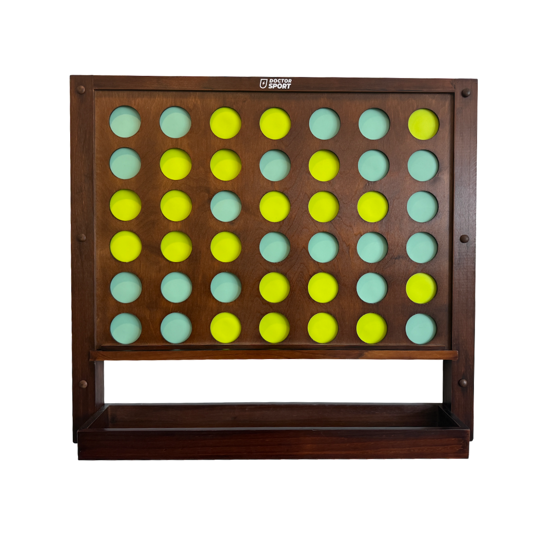 Wand-4-Gewinnt Spiel – Holz – 86x78 cm – Grün/Gelb – 9 cm Scheiben – inkl. Befestigungsmaterial