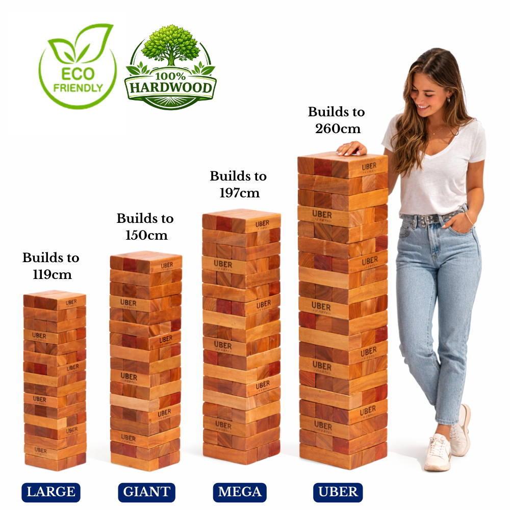 100% XL (bis 260cm) Hartholz Spiel Stapelturm – Wackelturm 120 bis 260 cm – Nachhaltig & Robust