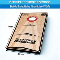 Profi Cornhole Pro Series - 120 x 60cm Set mit 8 Bean Bags und Tragetasche - Red Zone - Superspiel