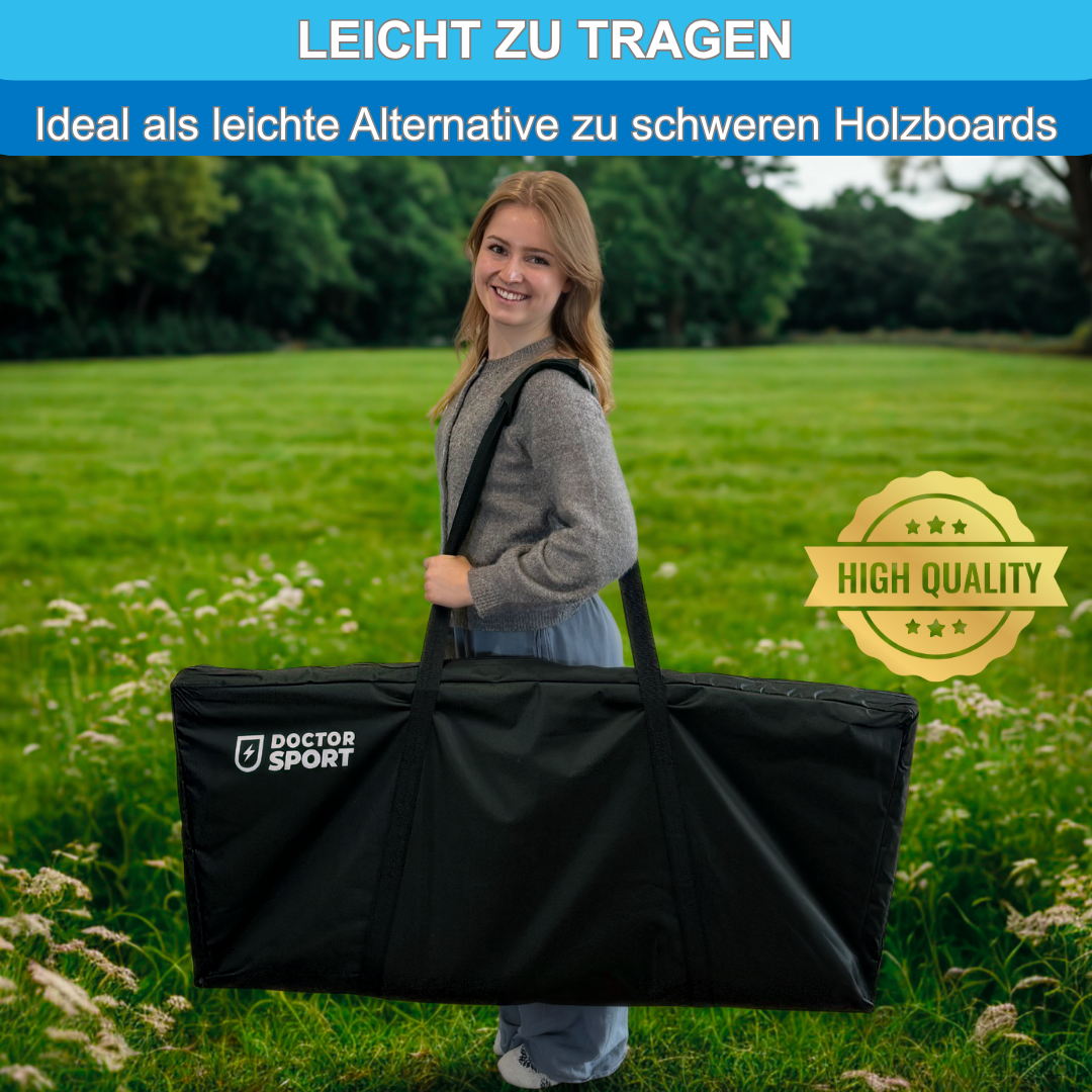 Profi Cornhole Pro Series - 120 x 60cm Set mit 8 Bean Bags und Tragetasche - Red Zone - Superspiel