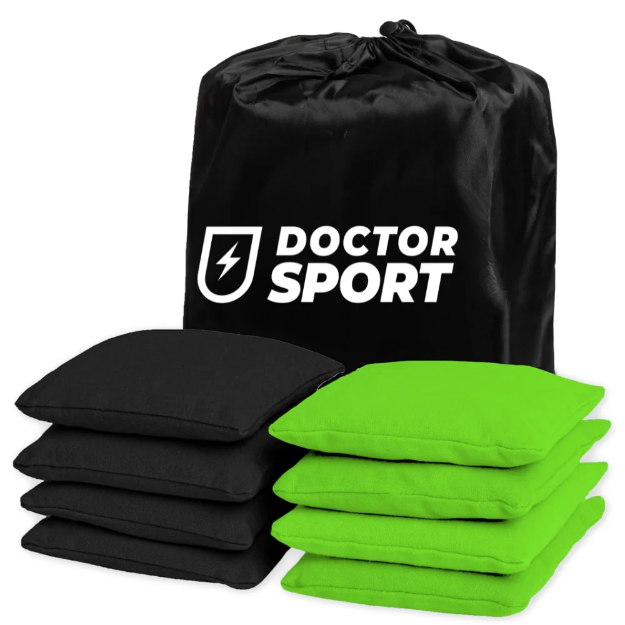 DOCTOR Sport Cornhole Bean Bags 8er Set (4+4) – 15x15 cm – 400 g – All-Weather – Tasche