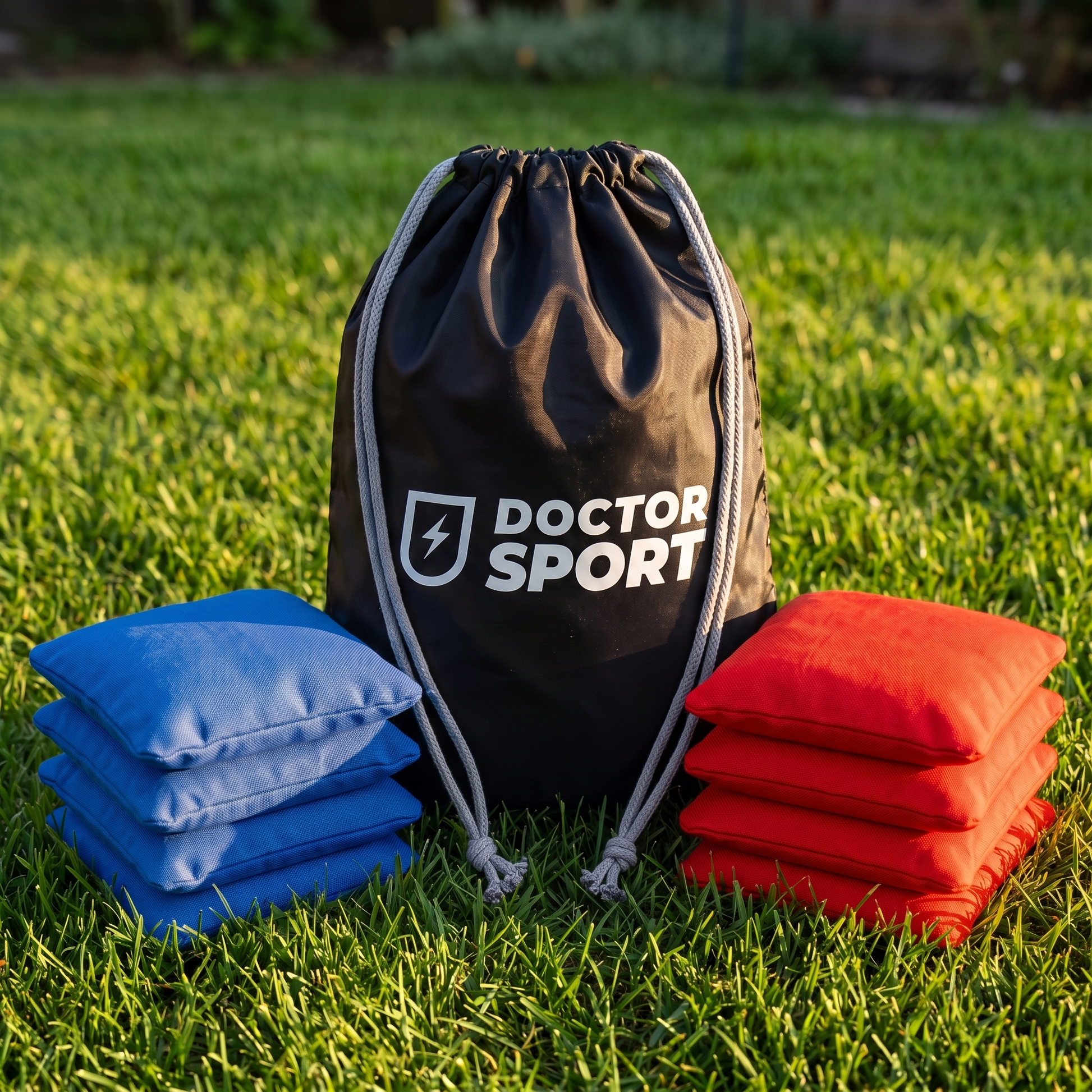 DOCTOR Sport Cornhole Bean Bags 8er Set (4+4) – 15x15 cm – 400 g – All-Weather – Tasche