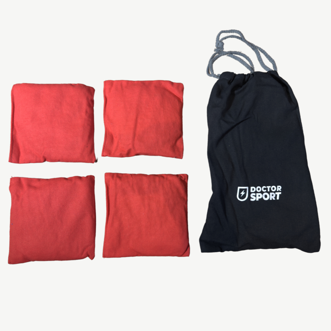 Dr Sport - Set of 4 x Rote Cornhole Bean Bags - 15x15 cm - 400g - Offiziell