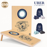 World Cornhole League – 90x60 cm großes Doppelbrett-Set - 100% Holz - 16 super Bean Bags - Profi