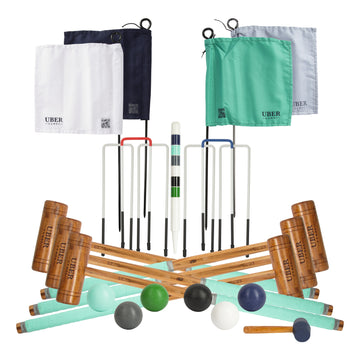 Garten Croquet Set - 6 Spieler - Hartholz- Krocket-Spiel - Crockett made in Indien - Design in England