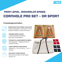 Dr Sport Cornhole Pro+ Double Board Set – 90x60 cm – 100% Holz – 14 kg