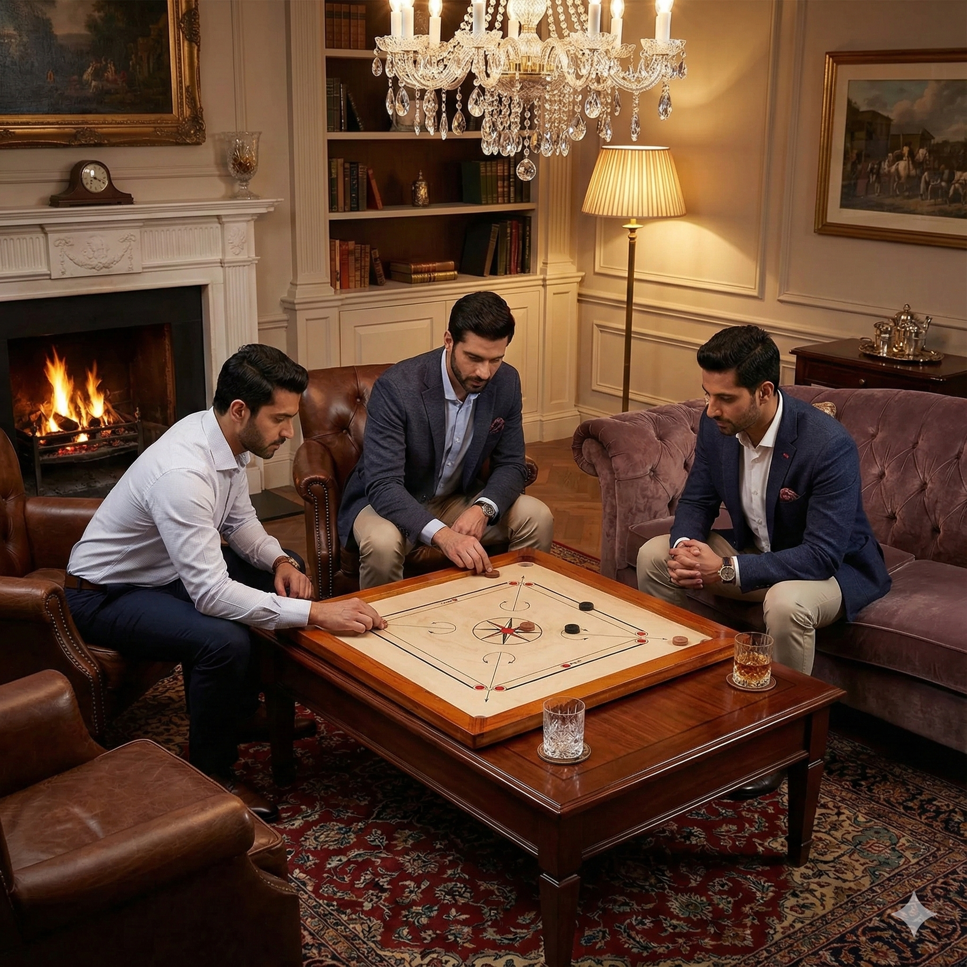 Carrom Board Set - Komplettes Spiel - 7 KG - 74 x 74cm - ECO Hartholz Indien hergestellt