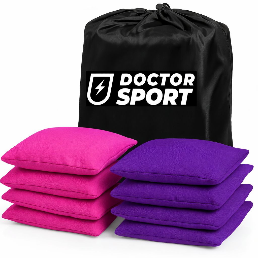 DOCTOR Sport Cornhole Bean Bags 8er Set (4+4) – 15x15 cm – 400 g – All-Weather – Tasche