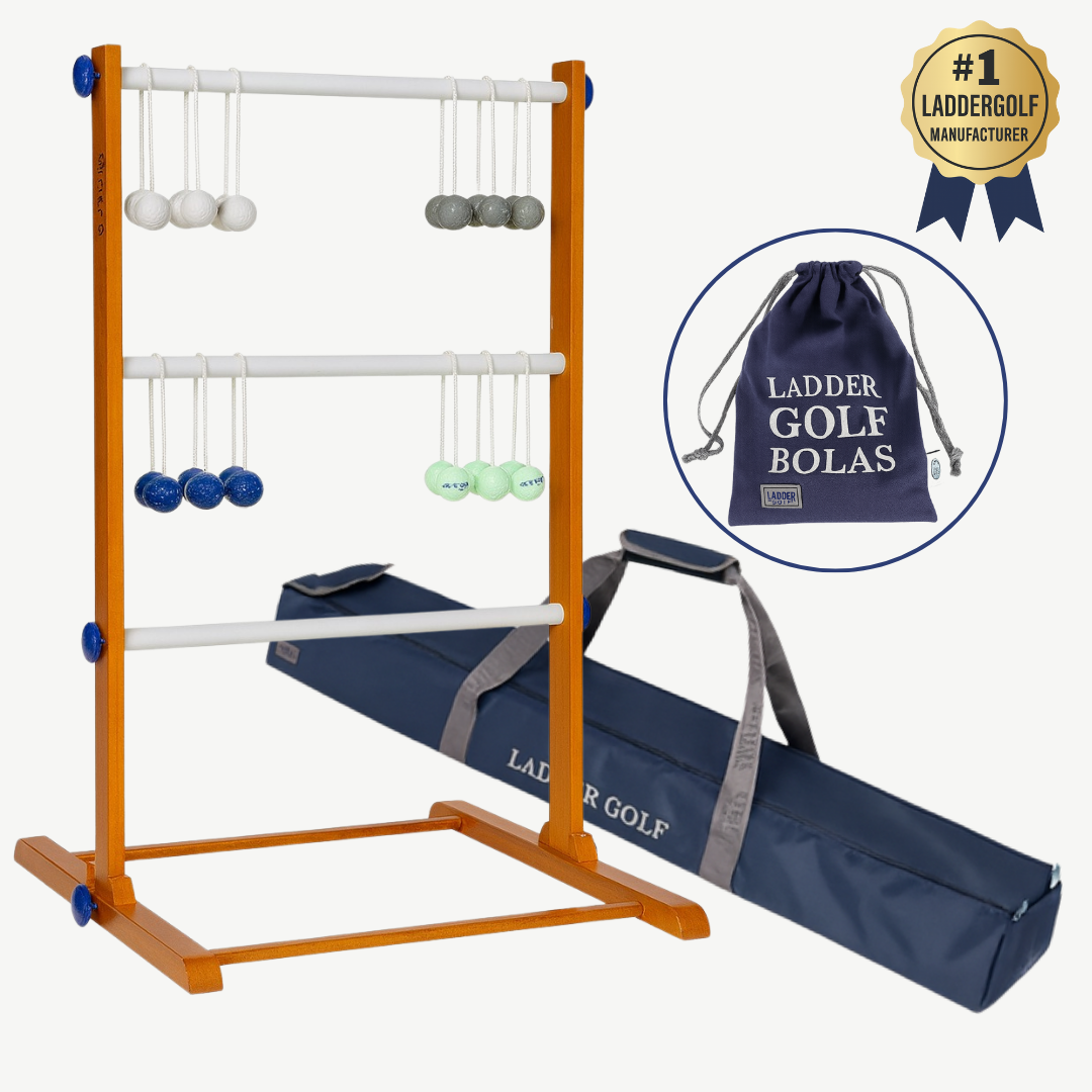 4 personen - Profi Original 2026 Ladder Golf Game - Leitergolf - mit 4 Sets offizieller Golf Bolas - Inklusive Luxus-Tragetasche