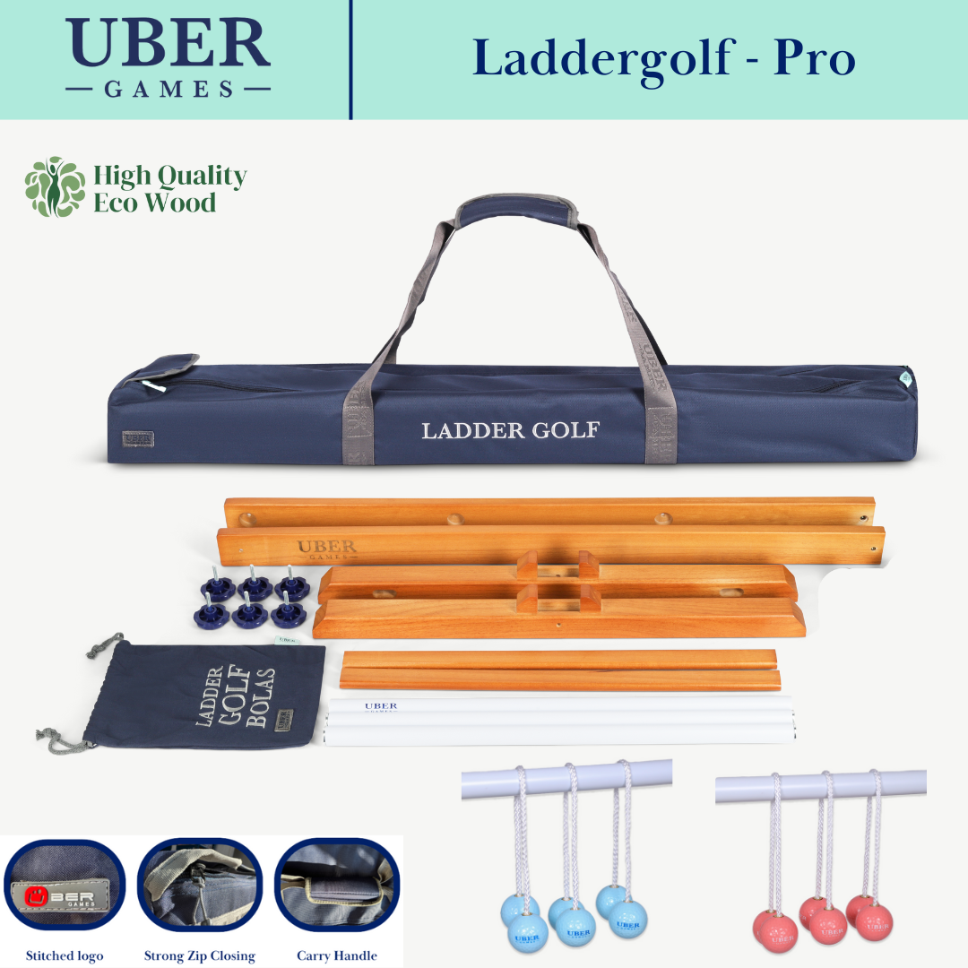 Profi Hard Golf Leitergolf Spiel - Himmelblau / Korallrot - 100% Profi - Stark und Stabil - in luxus Tasche