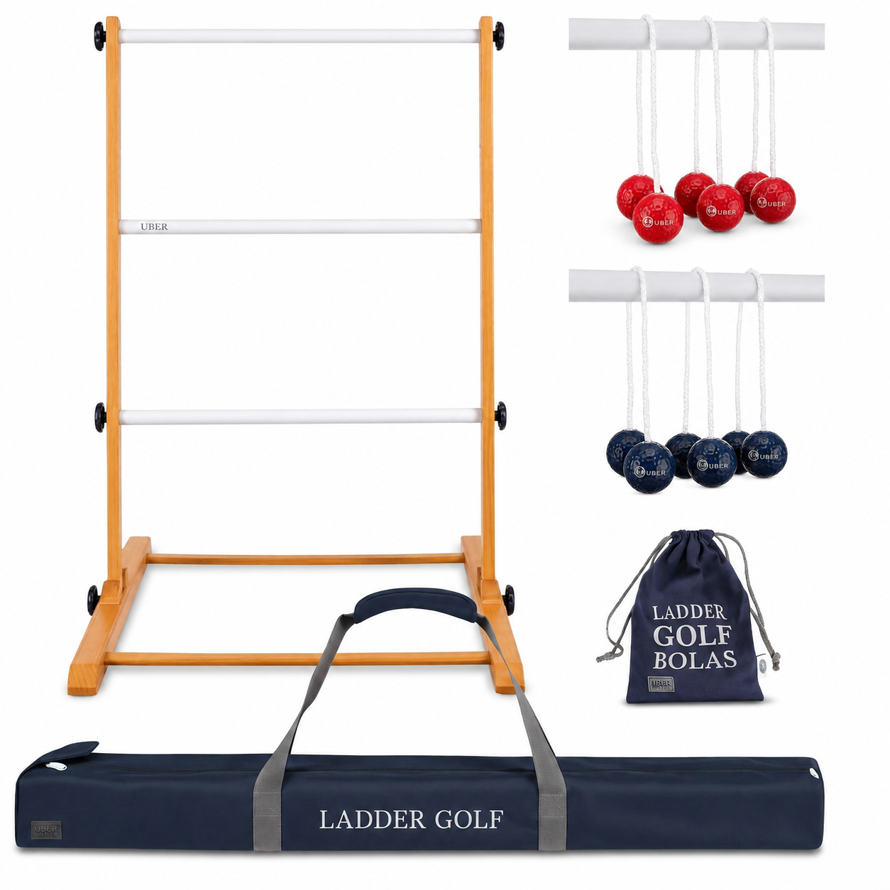 Profi USA Leitergolf - Laddergolf Spiel - Verschiedene Farben - Echte Golf Bolas - in Deluxe Tasche